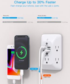 Outlet Extender with Night Light, Multi Plug Outlet, USB Wall Charger Surge Protector 4 USB Charging Port(1USB C), Power Strip Electrical Outlet Splitter Expander for Home Office Dorm Room ETL Listed 5 AC + 3 USB A +1 USB C & Light 21 61ktJKkcWbL