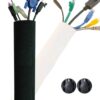 Premium 63'' Cable Management Sleeve, Best Cords Organizer for TV On Wall, Desk, Computer, Office, Home - DIY Adjustable Reversible Black and White Neoprene Cord Hider Wire Cover Concealer Wrap 63 inches 8 61kwBuXaGpL
