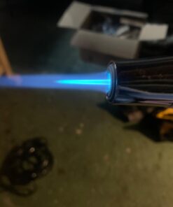 Blow Torch, Professional Kitchen Cooking Torch with Lock Adjustable Flame Refillable Mini Blow Torch Lighter for BBQ, Baking, Brulee Creme, Crafts and Soldering(Butane Gas Not Included) Silver+black 32 61kxClQ6ZbL