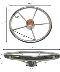 Pactrade Marine 13 1/2" Destroyer SS 304 Steering Wheel 5 Spoke Teak Wood Cap 17 61kzMAdZPIL