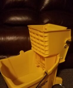 Carlisle FoodService Products Mop Bucket with Side-Press Wringer for Floor Cleaning, Restaurants, Offices, And Janitorial Use, Polyproylene, 26 Quarts, Yellow 48 61l1 0U3mAL
