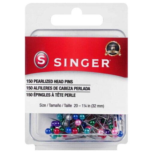 SINGER 07050 Pearlized Head Straight Pins, Size 20, 150-Count, Multicolor Size 20 150/Pkg