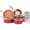 BulbHead Red Copper 10 PC Copper-Infused Ceramic Non-Stick Cookware Set 10 61l3cbNN9mL