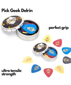 Pick Geek Cube | 2 x Sets of Premium Guitar Picks for your Electric, Acoustic or Bass Guitar | Celluloid & Delrin (Tortex) | X Heavy, Heavy, Medium & Light | Gifted in 2 x Metal Pocket Boxes 12 61l5FnE0z8L