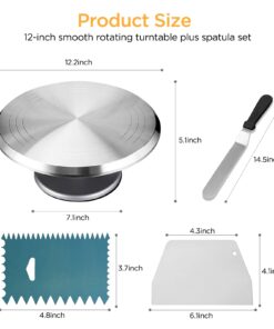 Alternative view of Cake Stand Revolving Cake Turntable - TangChu Heavy Duty Aluminium 12 Inch Cake Decorating Supplies with 1 Icing Spatula and 2 Comb Icing Smoother, Cake Decorating Kit, Rotating Display Stand