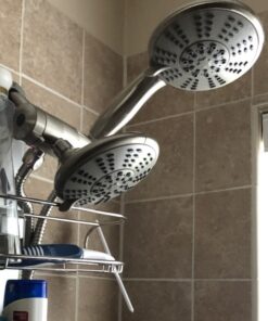 Ana Bath 5-Inch Anti-Clog High Pressure LARGE Dual Shower Head with Handheld Spray - 5 Unique Spray Modes/BRASS CONNECTOR/5 Ft Stainless Steel Hose/Spot Resist Brushed Nickel 35 61l8 GbCJL