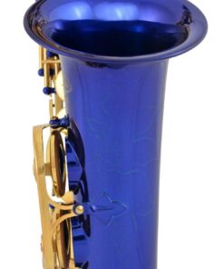 Lazarro Professional Royal Blue Body Gold Keys Eb E Flat Alto Saxophone with 11 Reeds, Case, Music Book and Many Extras, 360-BU 13 61l94Lsp5TL