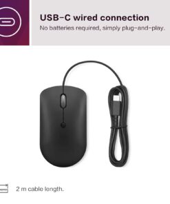 Lenovo 400 USB-C Compact Wired Mouse – Pocket Friendly Portable Mouse for Notebook or Large Computer Monitor, Black 10 61l9WIaE9L