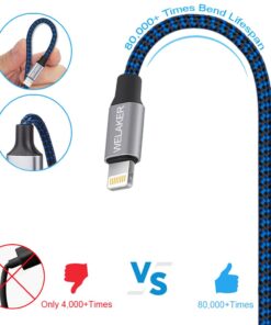 Alternative view of WELAKER iPhone Charger, Nylon Braided 5Pack 6ft Lightning Cable [MFi Certified] Fast Charging High Speed Data Sync Phone Cord Compatible with iPhone 14 13 12 11 Pro Max XS XR XS X Plus iPad Mini