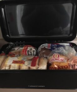 Culinary Couture Extra Large Black Bread Box for Kitchen Countertop - Holds 2 Bread Loaves! - 16.5" x 9" x 6.5" - Stainless Steel Vintage Bread Boxes for Kitchen Counters - Bonus Recipe EBook 30 61lB6ReLalL