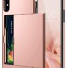 SAMONPOW iPhone X Case, iPhone 10 Case,Hybrid iPhone X Wallet Case Card Holder Shell Heavy Duty Protection Shockproof Anti Scratch Soft Rubber Bumper Cover Case for iPhone X 5.8 inch Rose Gold 30 61lBAeAFQtL