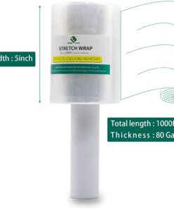 Alternative view of 6 Pack Industrial Clear Mini Stretch Wrap Roll with Handle, 5" x 1000Feet 80 Gauge for Heavy Duty, Durable Self-Adhering Plastic Wrap for Packing, Moving, BOMEI PACK 6 Pack