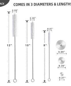 Hiware Drinking Straw Cleaner Brush Kit - (3-Size) 9-Piece Extra Long Pipe Cleaners, Straw Cleaning Brush For Tumbler, Sippy Cup, Bottle and Tube 23 61lCljjQv1L