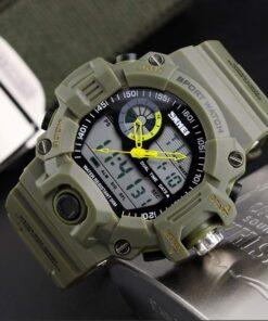 FANMIS Mens Analog Digital Dual Display Sports Watches Military Multifunctional 50M Waterproof LED Watch with Alarm Stopwatch Backlight 12H/24H Outdoor Running Swimming Green 23 61lF15jIRCL
