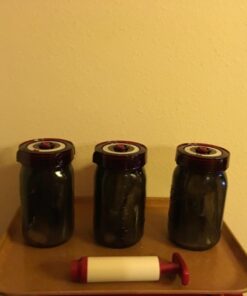 Fermenting Lids for wide mouth mason jars. 4 waterless airlock fermentation lids kit. Easy Grip fermenter lid with Oxygen Pump automatically Vents air. Tracks ferment date. (4 Lids + Pump) 38 61lG3HF4uTL