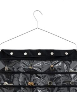Hanging Jewelry Organizer, Dual Sided Closet Organizers, Earrings Bracelet Necklace Socks Pantyhose Storage Display Bag (Black (40 Pockets & 20 Hook-and-Loop Tabs)) Black (40 Pockets & 20 Hook-and-Loop Tabs) 19 61lGFJbVlrL 1