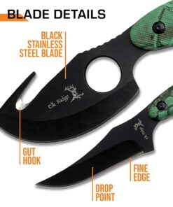 Elk Ridge-Outdoors 2-PC Fixed Blade Hunting Knife Set-Black Stainless Steel Skinner&Gut Hook Blades,Camo Coated Nylon Fiber Handles,Nylon Sheath-Hunting,Survival-ER-300CA,7-Inch/6.5-Inch Overall 27 61lGdRHpm5S