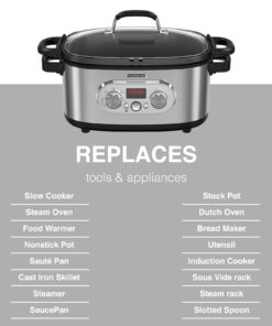 Anfilank 8-in-1 Multi-Cooker, 6.8Qt Programmable Slow Cooker, Presets to Slow Cook/Sous Vide/Bake/Rice & More, Adjustable Temp&Time with LED Display; Comes with Sous Vide Rack, Steam Rack, Spoon 17 61lHenPbvQL