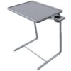 Adjustable TV Tray Table - TV Dinner Tray on Bed & Sofa, Comfortable Folding Table with 6 Height & 3 Tilt Angle Adjustments (Gray) Grey 22 61lI7MoxBQL 1