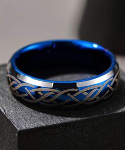 THREE KEYS JEWELRY 6mm 8mm Tungsten Titanium Wedding Ring Blue Laser Celtic Knot Engagement Band for Men Women 6mm Blue Tungsten 5 9 61lJT1ELwcL