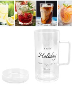 Naroote Letter Pattern Clear Glass Tea Cup Gift Coffee Cup 700ml with Lid for Water (holiday) holiday 11 61lKJWlbqUL