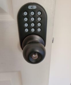 MiLocks TKK-02OB Digital Door Knob Handle Lock with Electronic Keypad - Keyless Entry Smart Door Lock with Adjustable Latch Locks, Audible Tones for Interior Front Doors & More, Oil Rubbed Bronze 27 61lMsKkyd7L