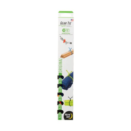 Nite Ize Original Gear Tie - Assorted Length Reusable Rubber Twist Tie - Reusable Gear Ties - Electric Cord Organizers - Twist Ties for Cords - Reusable Zip Ties - Assorted Colors & Sizes, 12 Pack Colors May Vary