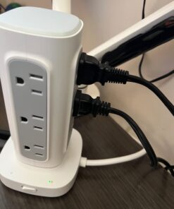 TROND Surge Protector Power Strip Tower - Flat Plug 6 ft Extension Cord with 12 Multiple Outlets, 4 USB Ports(1 USB C), Multi Plug Charging Tower, 1700J, for Home Office Supplies, Dorm Room Essentials 42 61lO0MfTtQL