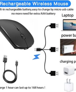 Bluetooth Mouse for iPad Pro iPad Air Rechargeable Bluetooth Wireless Mouse for MacBook pro MacBook Air Mac Laptop Chromebook Windows Laptop Desktop Computer HP PC DELL (Black) BLACK 28 61lOAqj5sTL