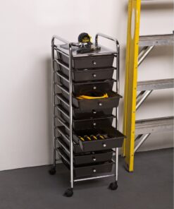 Seville Classics Rolling Utility Organizer Storage Cart, for Home Office, School, Classroom, Scrapbook, Hobby, Craft, 10 Drawer, Black 29 61lPfWyiNZL