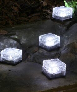 Alternative view of Horing Solar Glass Brick Light - Solar Ice Cube LED Light - Crystal Brick Stone Lamp Garden Courtyard Pathway Patio Pool, Decorative Christmas Festives Ice Rock Cube Lights (4PCS White)