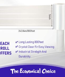 20 Pack Shrink Wrap Roll Plastic Stretch Wrap Film with Handle 5 Inch 800 Feet 80 Guage Thick Industrial Mini Clear Pallet Wrap Self-Adhering for Moving Packaging Packing Pallet Furniture Supplies 10 61lU0Cm1KYL