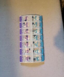 EZY DOSE Push Button (7-Day) Pill Case, Medicine Planner, Vitamin Organizer, 2 Times a Day AM/PM, Large Compartments, Arthritis Friendly, Clear Lids, Purple/Blue Blue and Purple (Clear Lids) 31 61lUC5wTHL