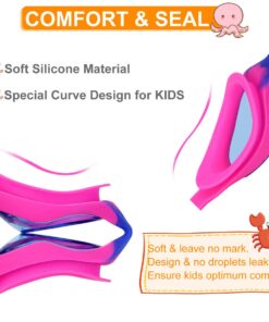 Careula 2 Pack Kids Swim Goggles, Swimming Goggles Anti-fog Water Pool Glasses for Kids Girls Boys Toddlers Child Age 2-12 A1 Purple & Blue 10 61lWDVYchL