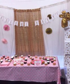 Unique Industries Dotted Rectangular Plastic Table Cover, 54" x 108", Light Pink 21 61lWDWCCTL 1