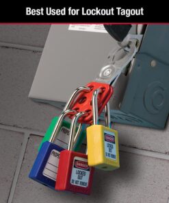 Master Lock 420 Lockout Tagout Hasp with Vinyl-Coated Handle, Red 1" Inside Jaw Diameter 8 61lagUUkEKL