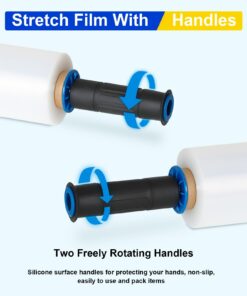 Stretch Film, RAZCC Stretch Wrap Industrial Strength, Shrink Wrap for Pallet Wrap, Heavy Duty Clear Plastic Wrap with Handles, Moving Wrapping Plastic Roll, 15" x 1000 Ft Per Roll, 60 Gauge, 4 Pack 4 Rolls 20 61lbNfgbsYL