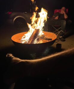 Sunnydaze 34-Inch Rustic Cast Iron Outdoor Raised Fire Pit Bowl with Handles - Oxidized Finish Rust 34 in 26 61lgGfoqf7L