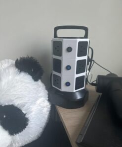 Power Strip Tower Surge Protector, JACKYLED 1625W 13A Outlet Surge Electric Tower, 12 Outlets 6 USB Ports Retractable Cord Charging Station with 16AWG 6.5ft Heavy Duty Extension Cord for Home Office Medium White Black 28 61limSZR2vL