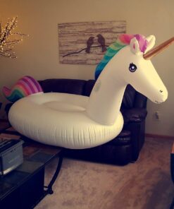 Jasonwell Big Inflatable Unicorn Pool Float Floatie Ride On with Fast Valves Large Rideable Blow Up Summer Beach Swimming Pool Party Lounge Raft Decorations Toys Kids Adults 3XL Rainbow 36 61lj26 fpqL