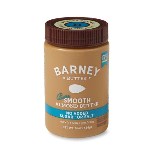 Barney Butter Almond Butter, Bare Smooth, 16 Ounce Jar, No Added Sugar or Salt, Skin-Free Almonds, No Stir, Non-GMO, Gluten Free, Keto, Paleo, Vegan 16 Ounce (Pack of 1)