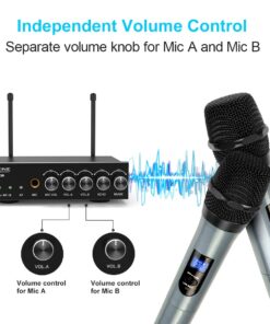 FIFINE UHF Dual Channel Wireless Handheld Microphone, Easy-to-use Karaoke Wireless Microphone System-K036 31 61ljjm4yvZL