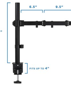 Mount-It! Single Monitor Arm Mount | Desk Stand | Full Motion Height Adjustable Articulating Tilt | Fits 19 21 24 27 29 30 32 Inch VESA 75 100 Compatible Computer Screen | C-Clamp and Grommet Base 37 61lk7Vo7qpL