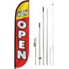 LookOurWay Feather Flag Set - 12 Feet Tall Advertising Flag Banner with Fiberglass Pole Kit and Rotating Ground Spike for Business Promotion - Grand Opening Theme - Now Open Red and Yellow Red/Yellow 20 61lkTPXZbJL