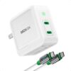 100W USB C Charger Block, MOKiN GaN III 2-Port Type C Wall Charger Foldable Power Adapter, USB C Power Adapter, for MacBook Pro/Air, iPhone 14 Pro Max, iPad, Google Pixelbook, and More White 42 61ll10ZctL