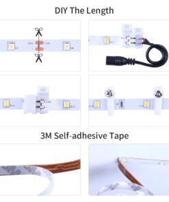 ollrieu 50ft White LED Strip Lights,12V Dimmable Tape Lighting with Infrared Remote,SMD 2835 LEDs Adhesive Ribbon Light,Connectable,Cuttable,Indoor Rope Light for Room Mirror Bedroom Kitchen 50ft Daylight white 50FT/15M 21 61lmoHCjCuL