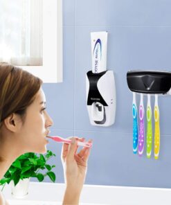 WAYCOM Dust-Proof Toothpaste Dispenser Toothpaste Squeezer Kit (Black) Black 18 61lnaGP2PUL