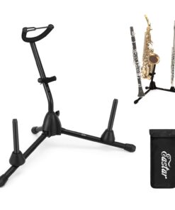 Eastar Saxophone Stand Portable Alto Sax Stand Includes 2 Detachable Pegs for Flute/Clarinet with Storage Bag, 3 in 1, EST-004, Black 17 61lo6Y3EpDL