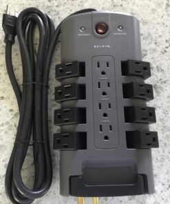 Belkin Surge Protector Power Strip w/ 8 Rotating & 4 Standard Outlets - 8ft Sturdy Extension Cord w/ Flat Pivot Plug for Home, Office, Travel, Desktop & Charging Brick - 4320 Joules of Protection 1 Pack 36 61lrkyAj7TL 1