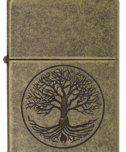 Alternative view of Tree of Life Pocket Lighter Brass